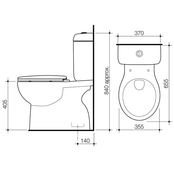 Caroma Stylus Origin Close Coupled Rimless Toilet Suite – S Trap