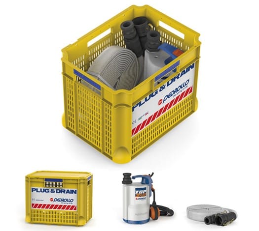 Pedrollo Plug and Drain Emergency Flood Kit - 9m Head, 160L/min, 12.5m Hose