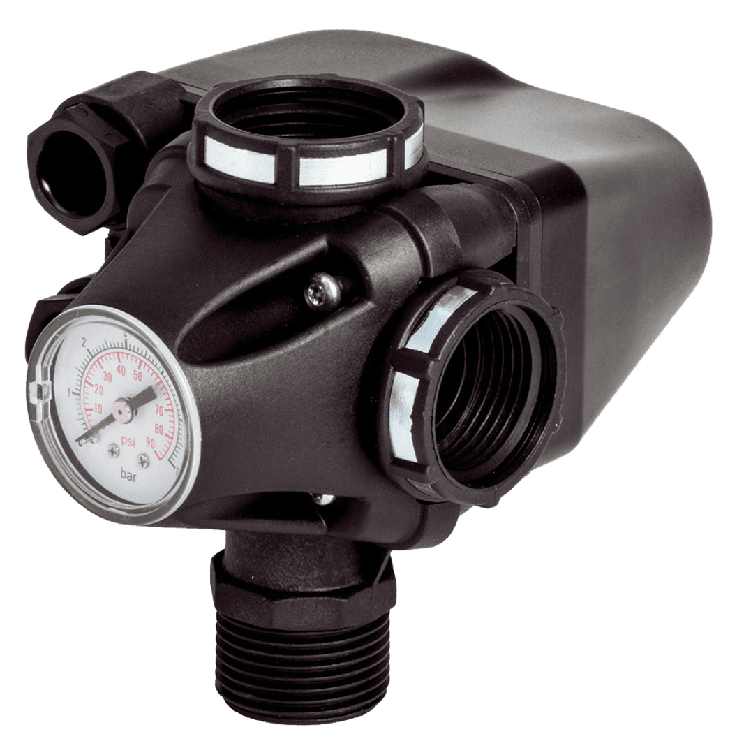 Hyjet Italtechnica Pump Pressure Switch with 3 Way Tee and Pressure Gauge
