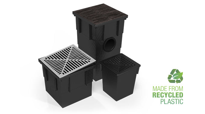 Square Stormwater Drainage Pit - 250mm & 350mm x 600mm Deep, Plastic, Aluminium, Cast Iron or Stainless Grates | DP Series