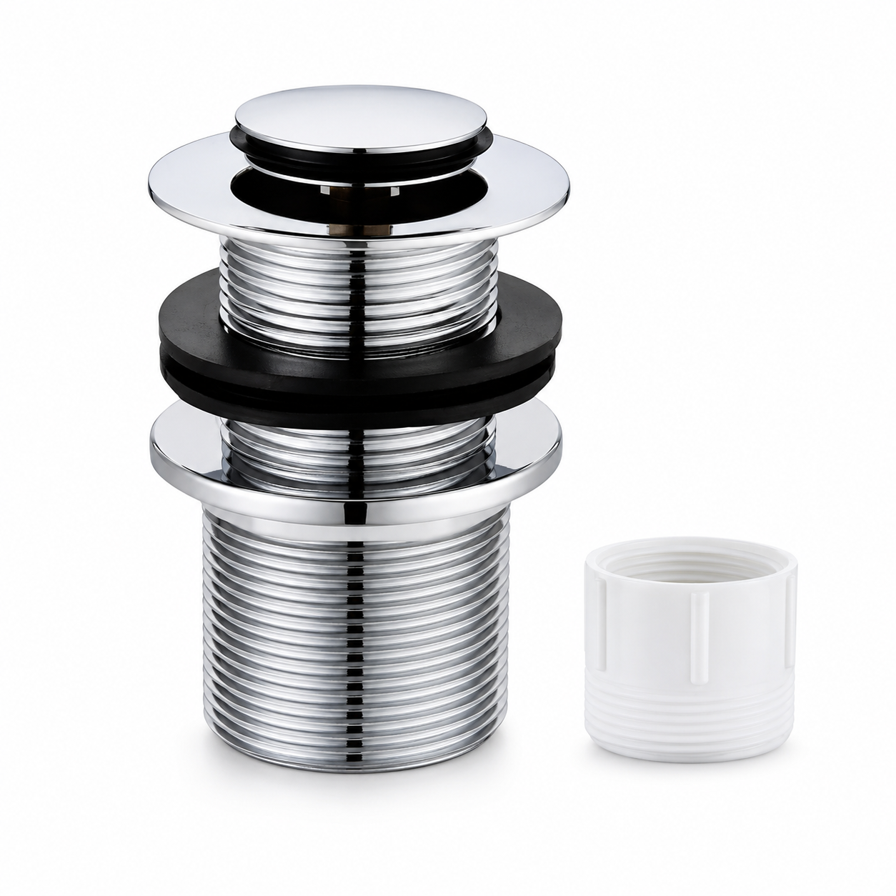 Pop-Up Plug & Waste - 32mm x 80mm with Overflow, 40mm PVC Adaptor, Chrome Plated | 6021022