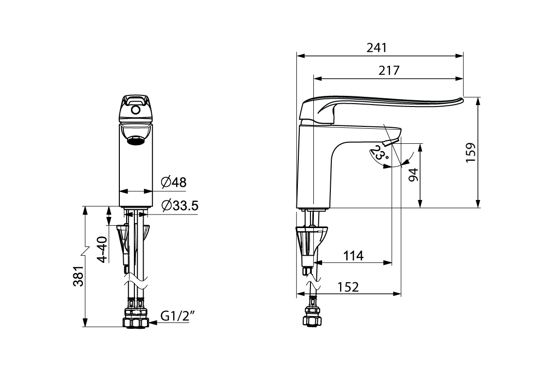 Enware-Oras Safira Basin Mixer with Extended Lever Handle