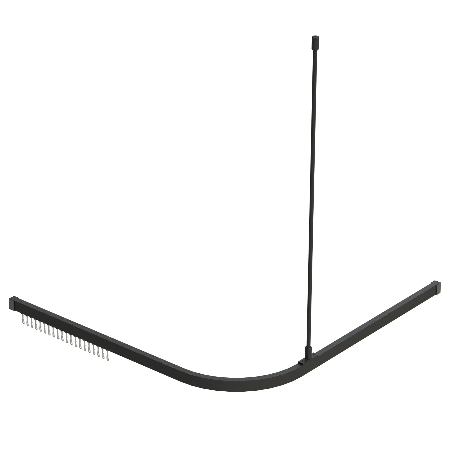 Angled Shower Track 1600 x 1600mm with Support & Hooks