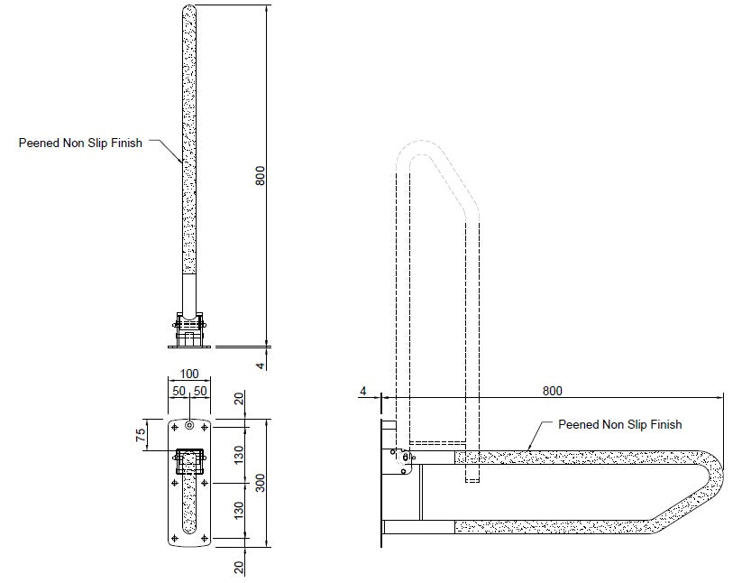 Drop Down Peened Grab Rail