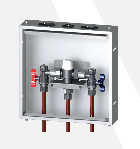 20mm AVG Thermostatic Mixing Valve Plumbed in SS Recessed Wall Box TMV20-PIB