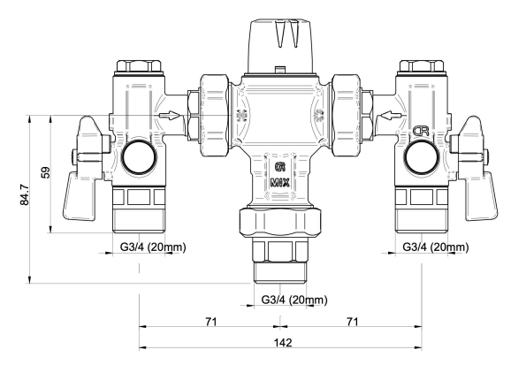 GENTEC FLOMIX NSW Health Approved Thermostatic Mixing Valve Lead Free DZR Brass Chrome Plated w/ Strainers, Isolation and Non Return Valves