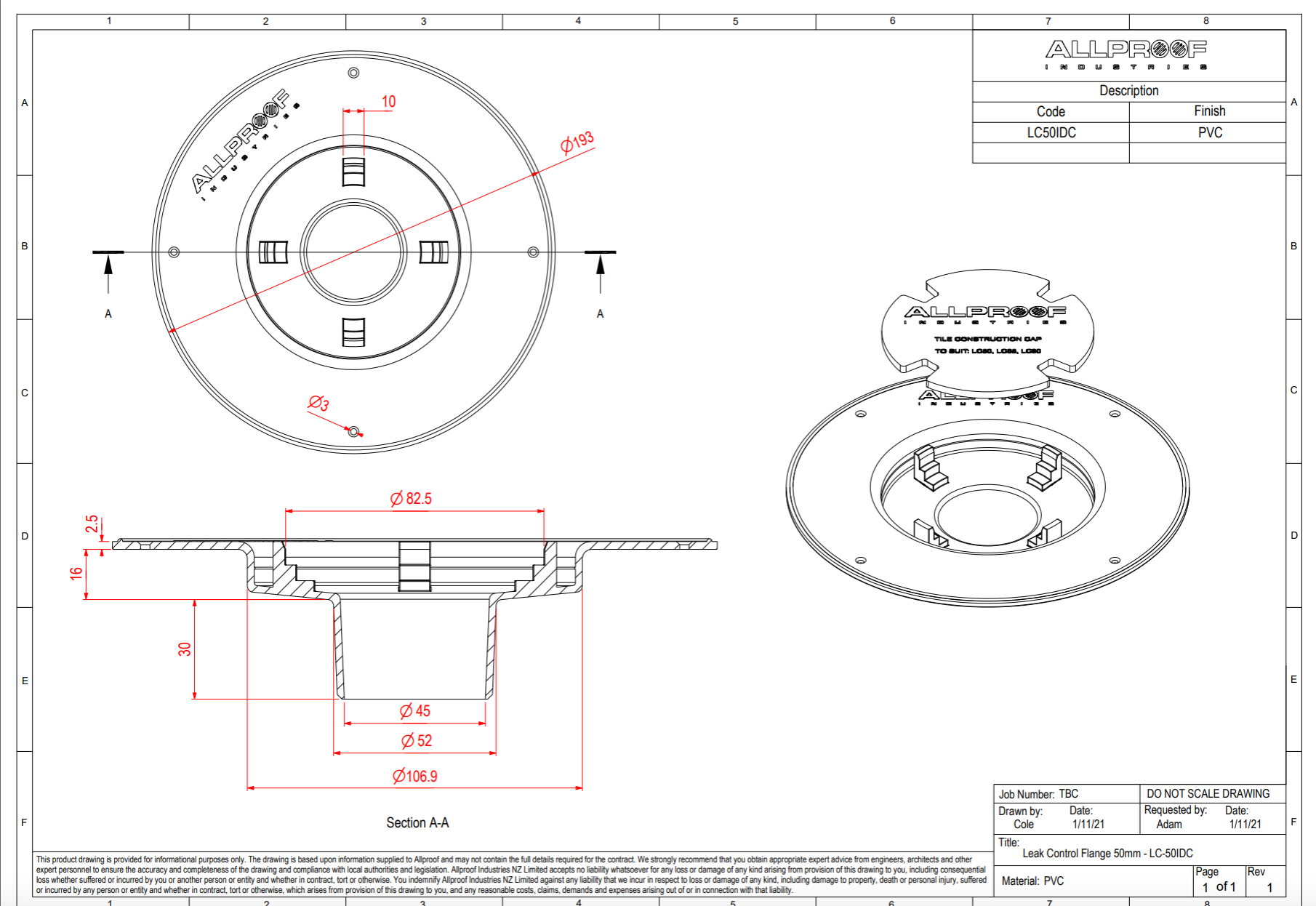Puddle Flange with construction cap