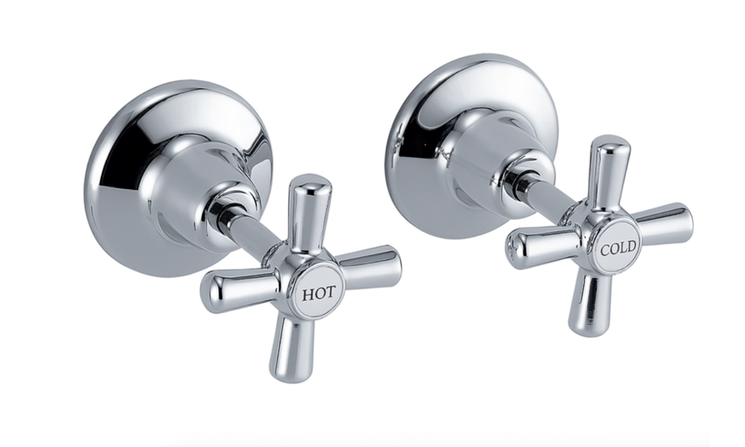 Easy Clean Wall Top Assembly Pair – Classic Cross Handles, Chrome Finish