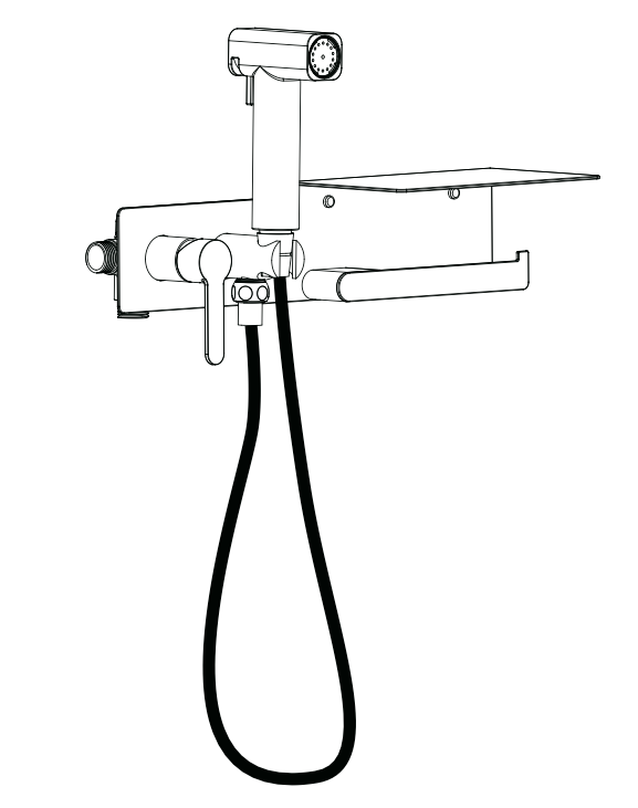 Chrome Bidet Set with Toilet Roll Holder and Tray