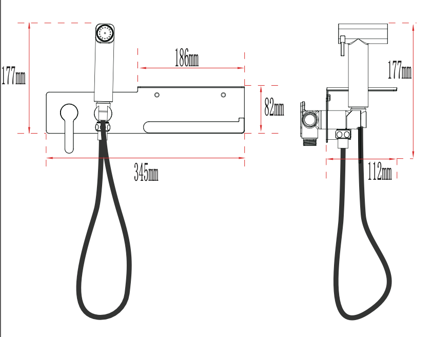 Chrome Bidet Set with Toilet Roll Holder and Tray
