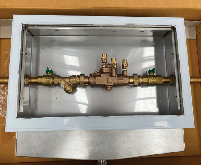 RPZ Single Valve with Stainless Steel Recessed Cabinet - SCABR