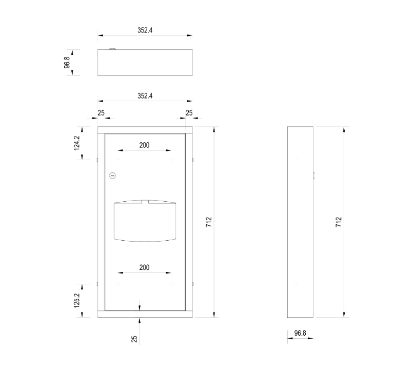Paper Towel Dispenser & Waste Receptacle Surface Mounted in Designer Black