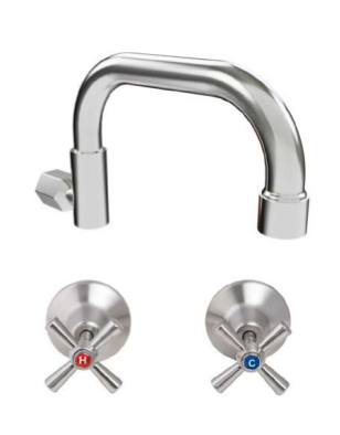 Cleaner’s Sink Tap Set w/ Swivel Spout & 1/4 Turn CD Cross Top Assembly