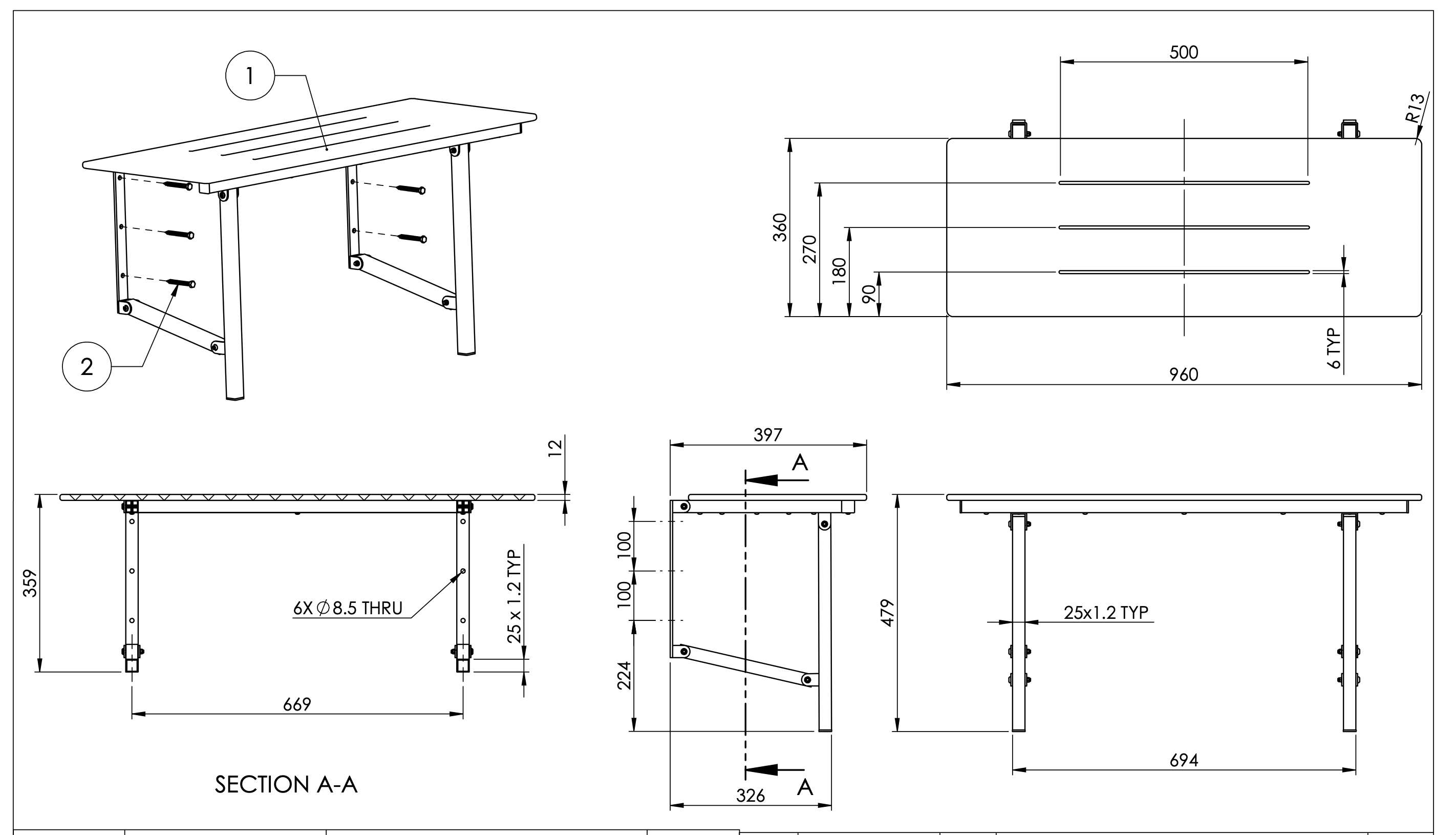 Accessible Folding Shower Seat - 960mm Stainless Steel Wall-Mounted