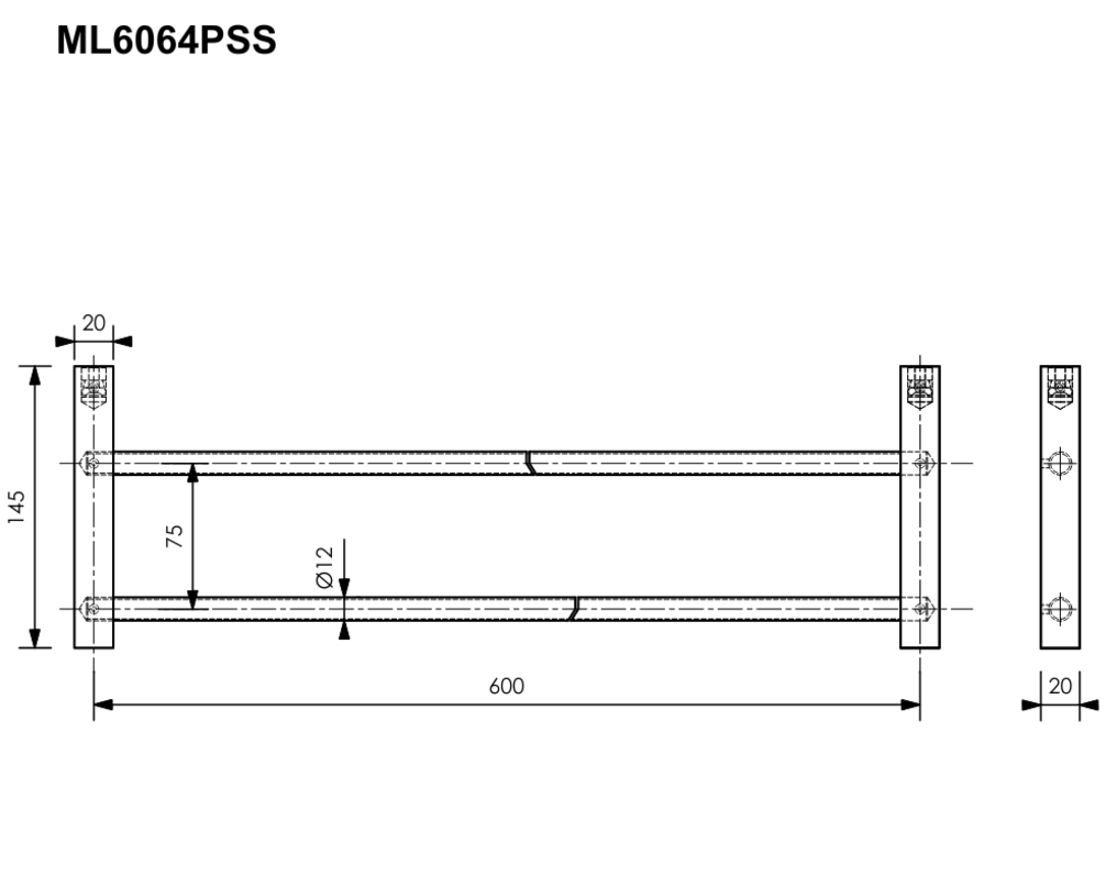 620mm Paterson Double Towel Bar in Polished Stainless Steel