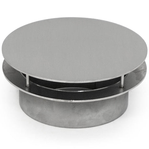 A overflow roof drain cover with a round shape and a slightly elevated center, designed to fit onto a pipe opening on a roof.