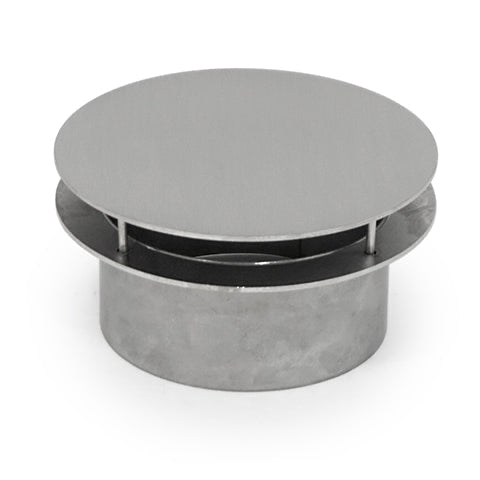 A overflow roof drain cover with a round shape and a slightly elevated center, designed to fit onto a pipe opening on a roof.