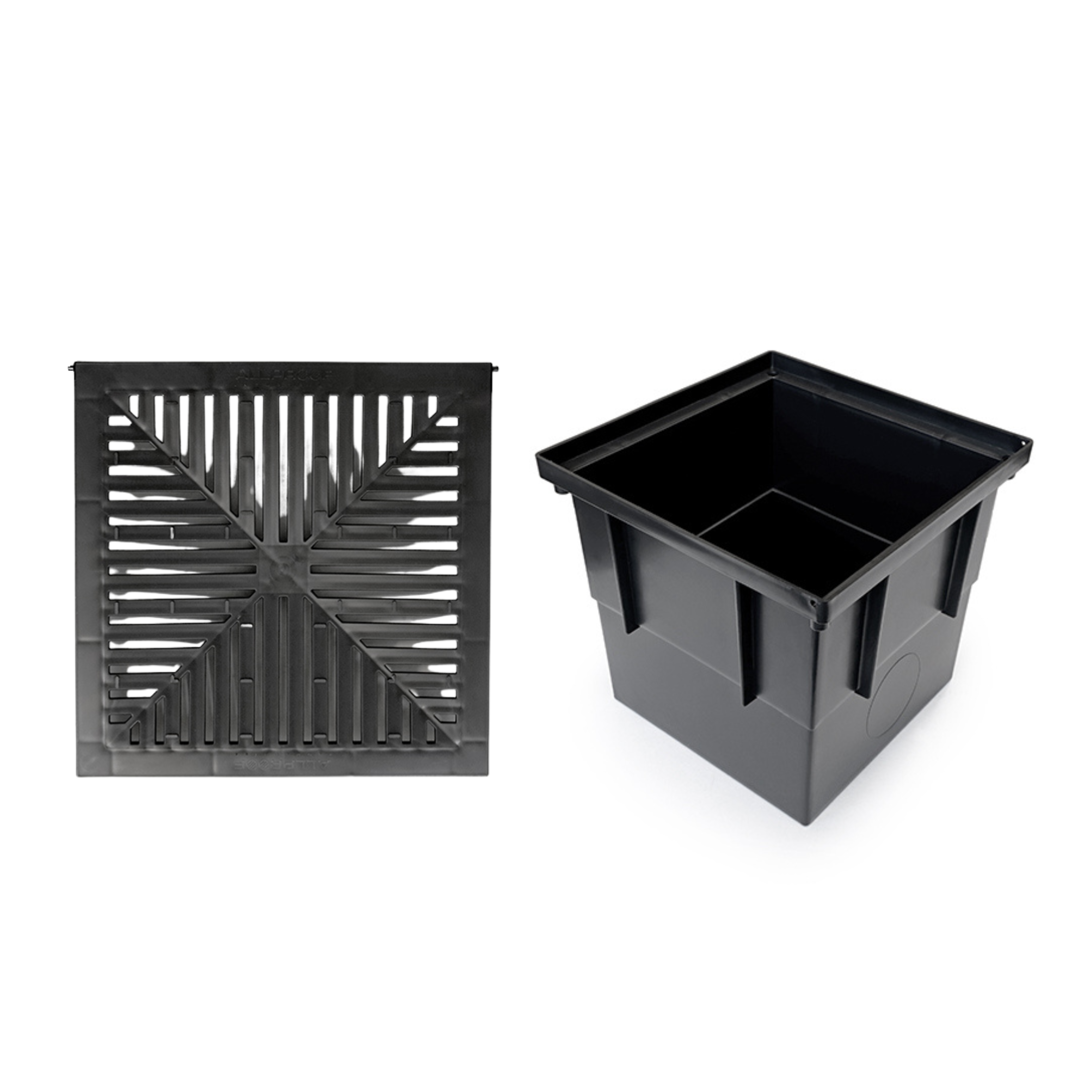 Square Drainage Pit – 350mm² × 325mm Deep with Black Plastic Grate