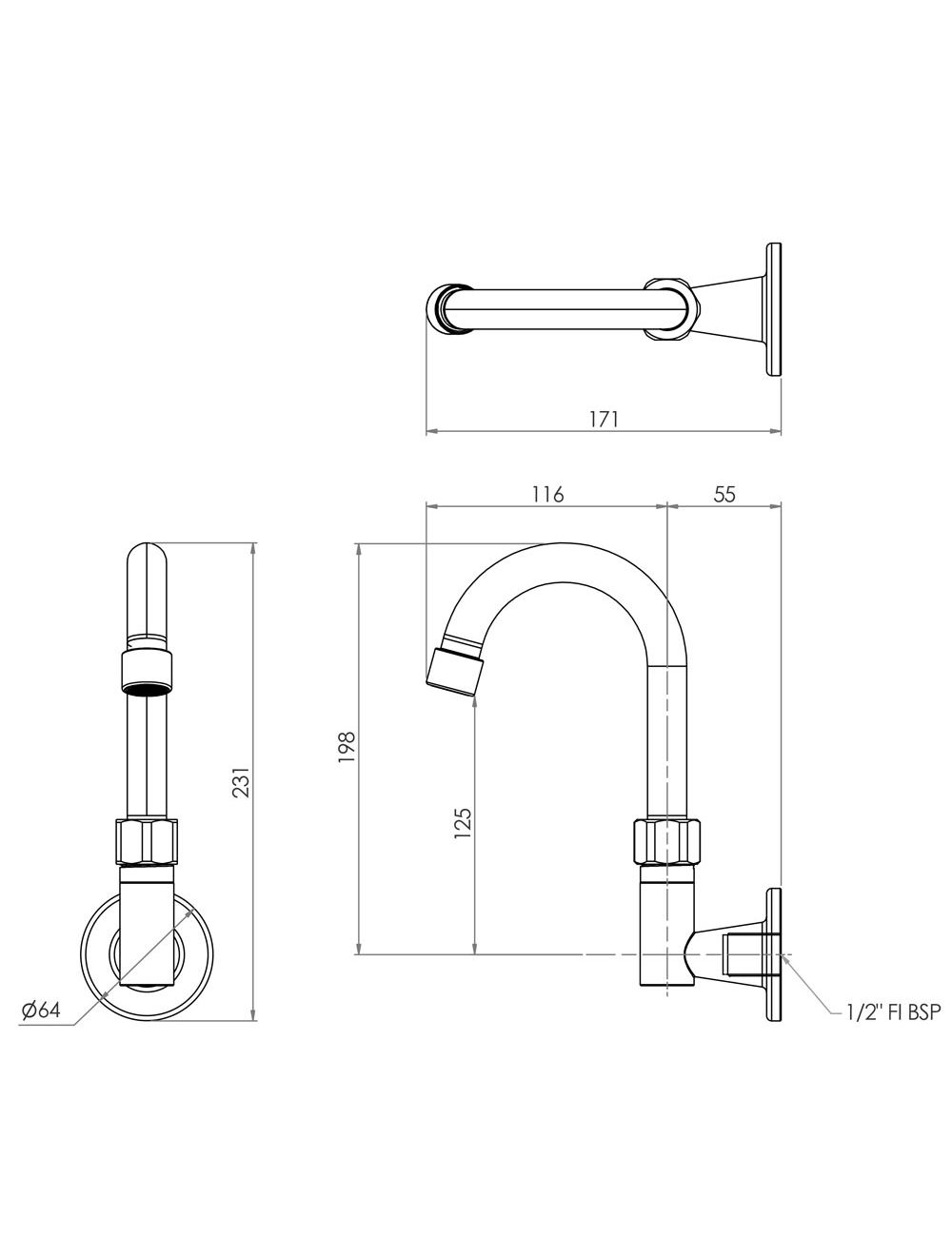 Stainless Steel Wall Elbow with Gooseneck Swivel Spout