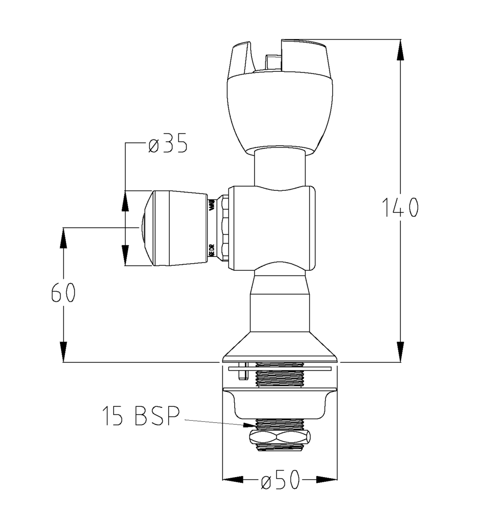 Ezy-Drink® CP-BS Vertical Push Button Drinking Bubbler Tap - MI (LH)