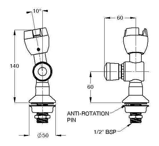 Ezy-Drink® SS316 Lead Safe™ Vertical Push Button Drinking Bubbler Tap - MI (LH)