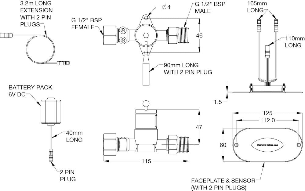 Flowmatic® Proximity Activated Concealed Sensor Assembly with Solenoid - 6V Battery Powered