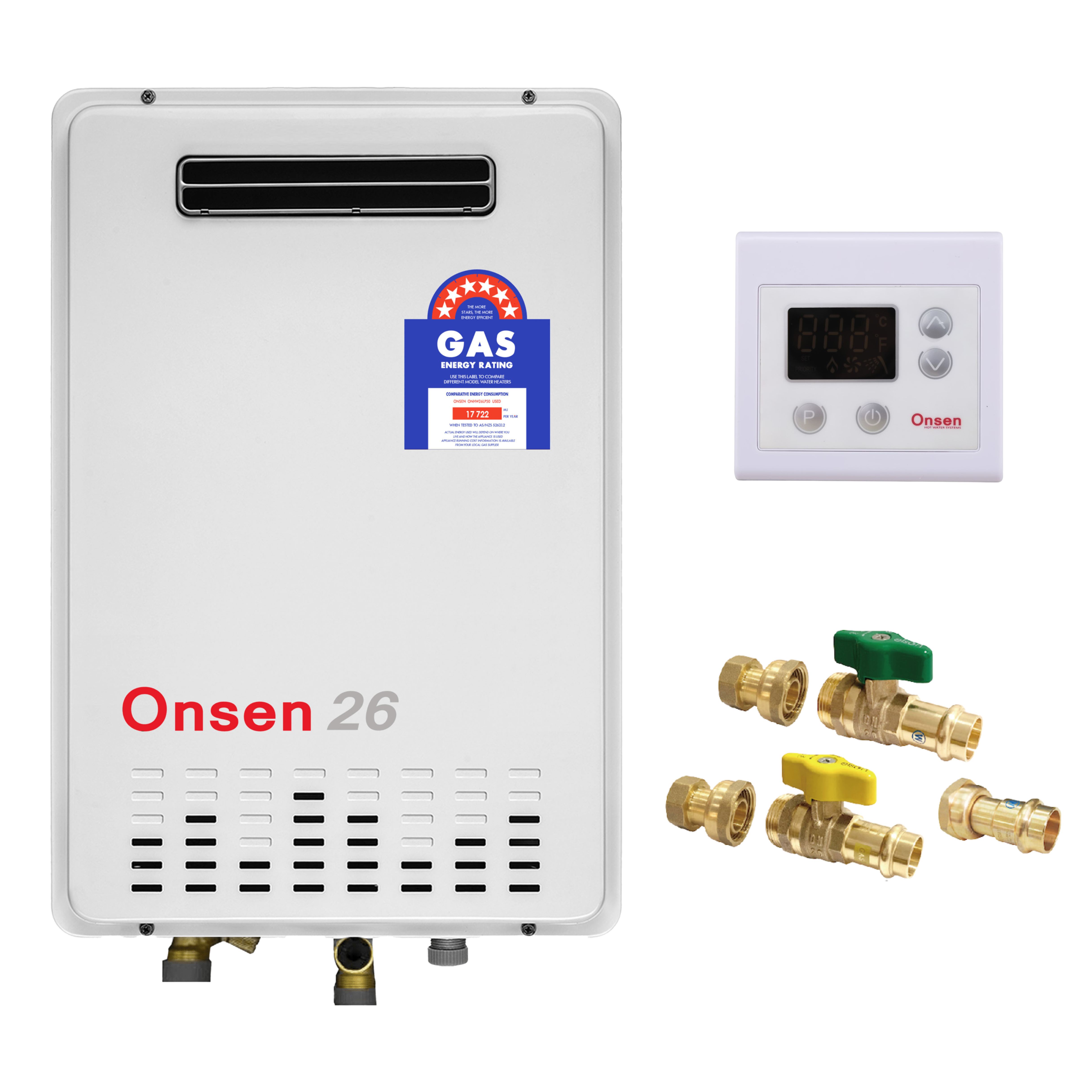 26L Hot Water Instantaneous Unit Kit - 60oC preset - adjustable, controller included - LPG