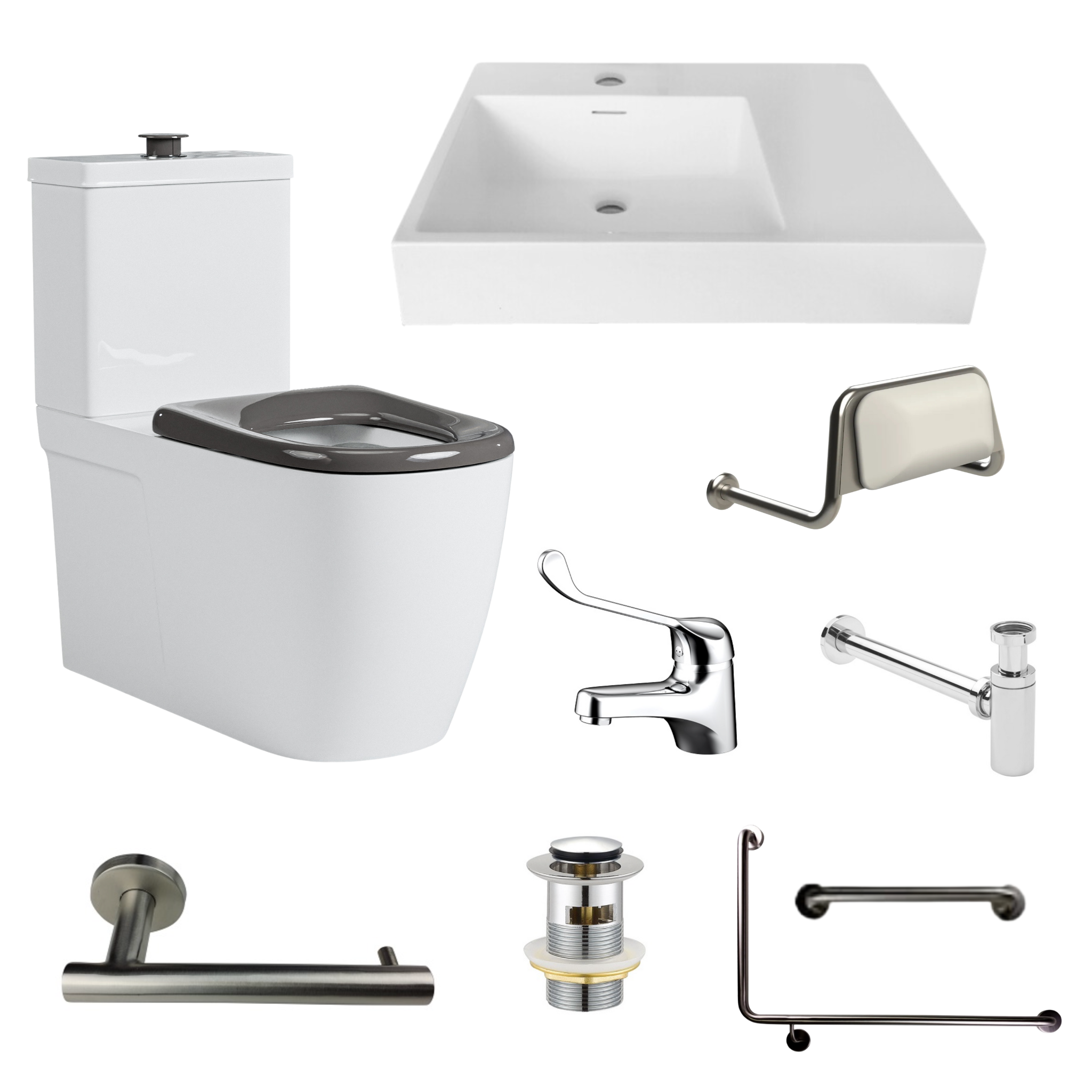 Disabled Bathroom Kit - NDIS, AS1428.1 and SDA Compliant Left or Right Hand Shelf Wall Hung Basin