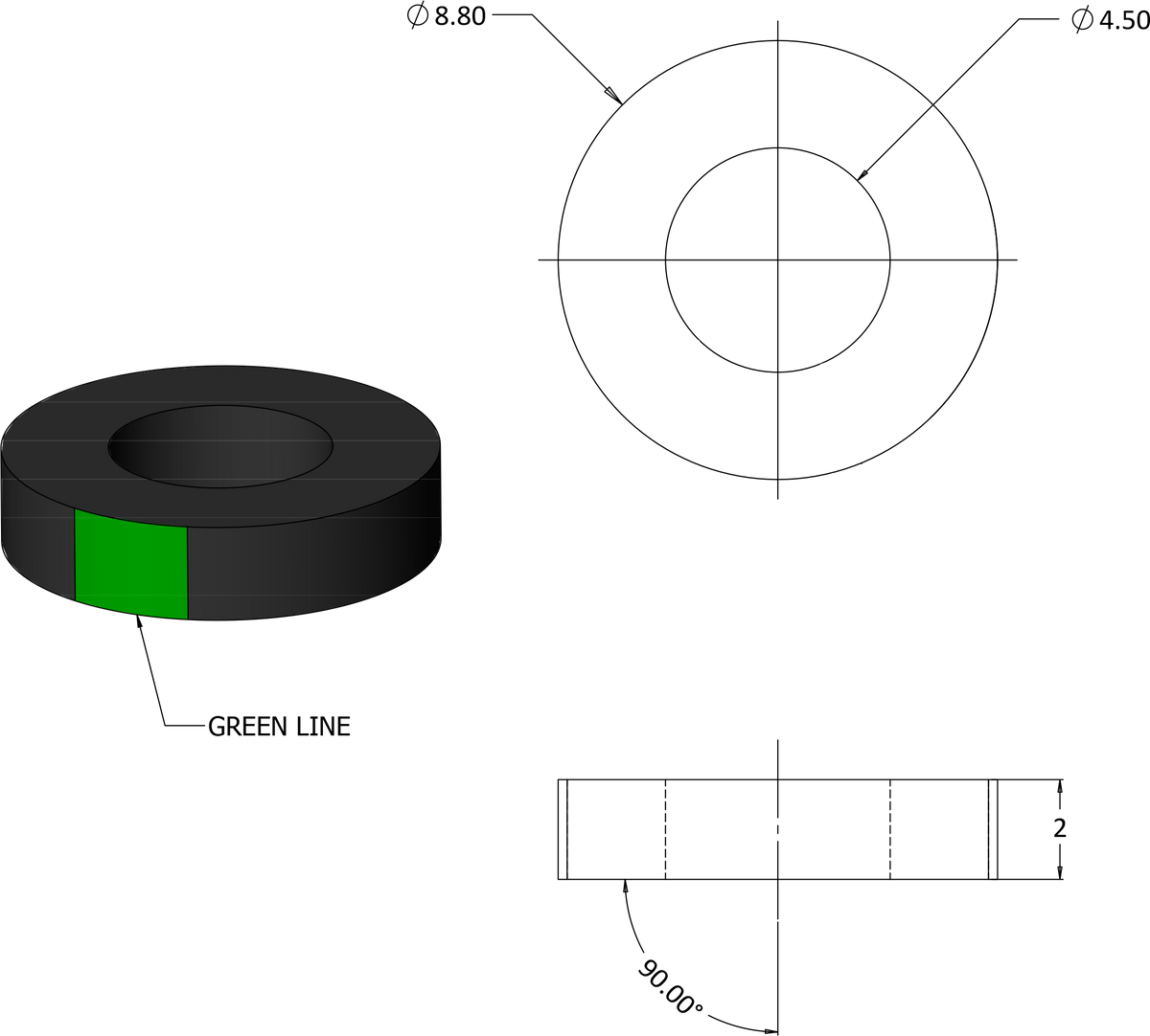 10 Gauge Smooth Cut Washer Black | W10CS0B-C