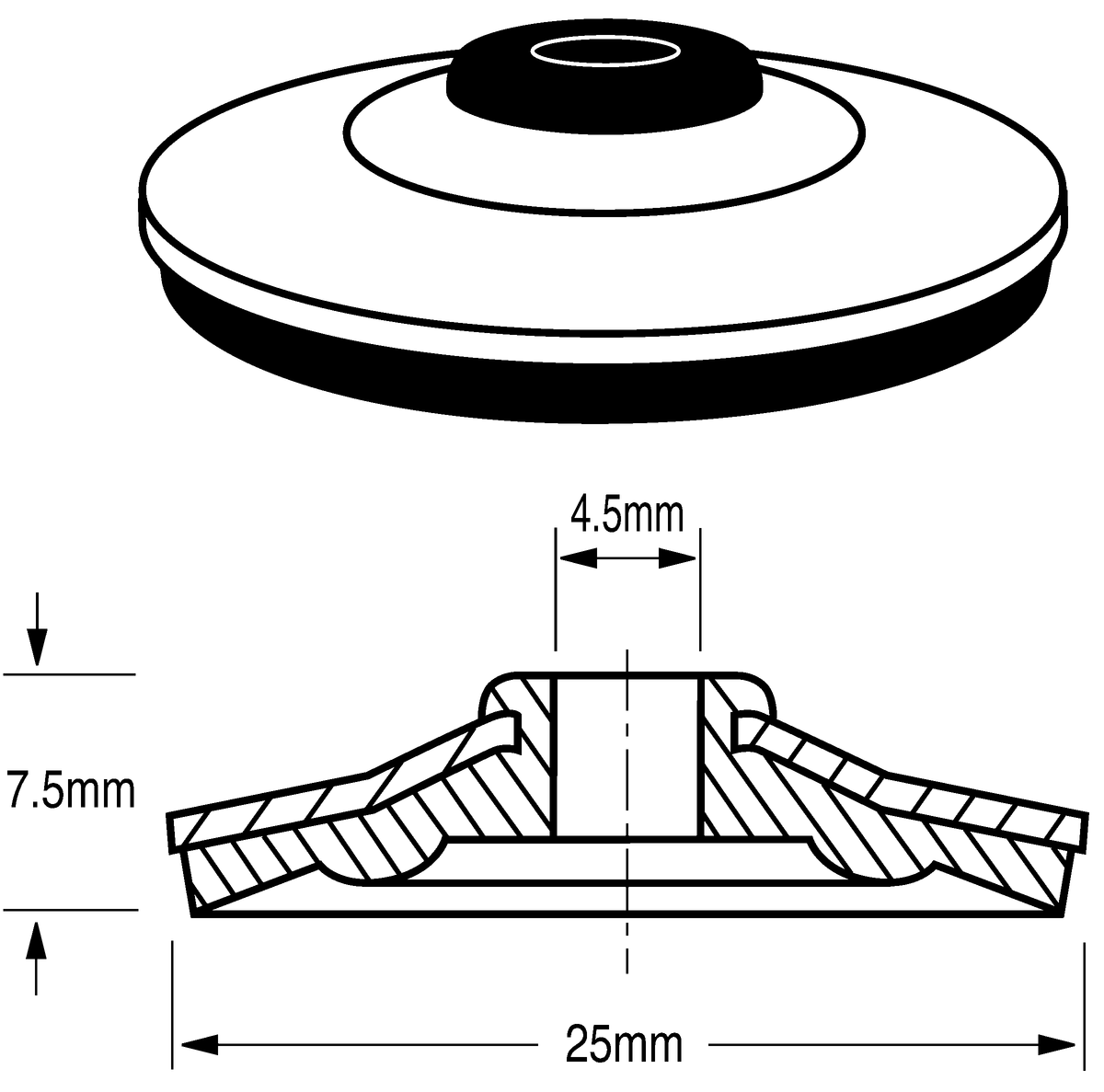 10G Embossed Double Seal Washer Galvanised Black | W10EGB25