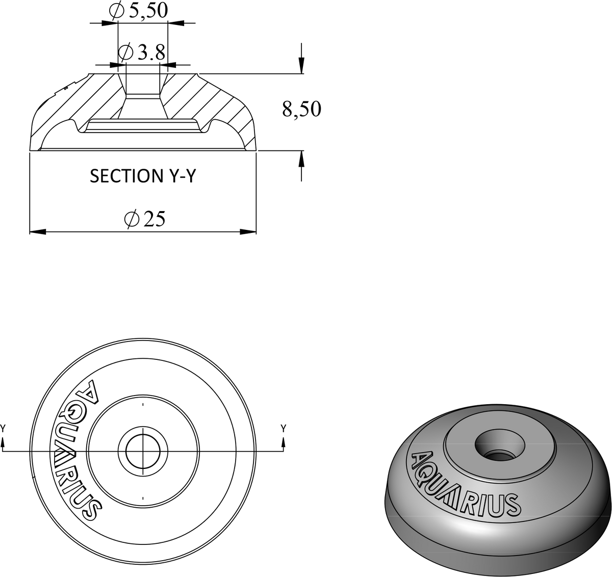 Dome Washer 12G Grey 25mm OD | W12DG26-A