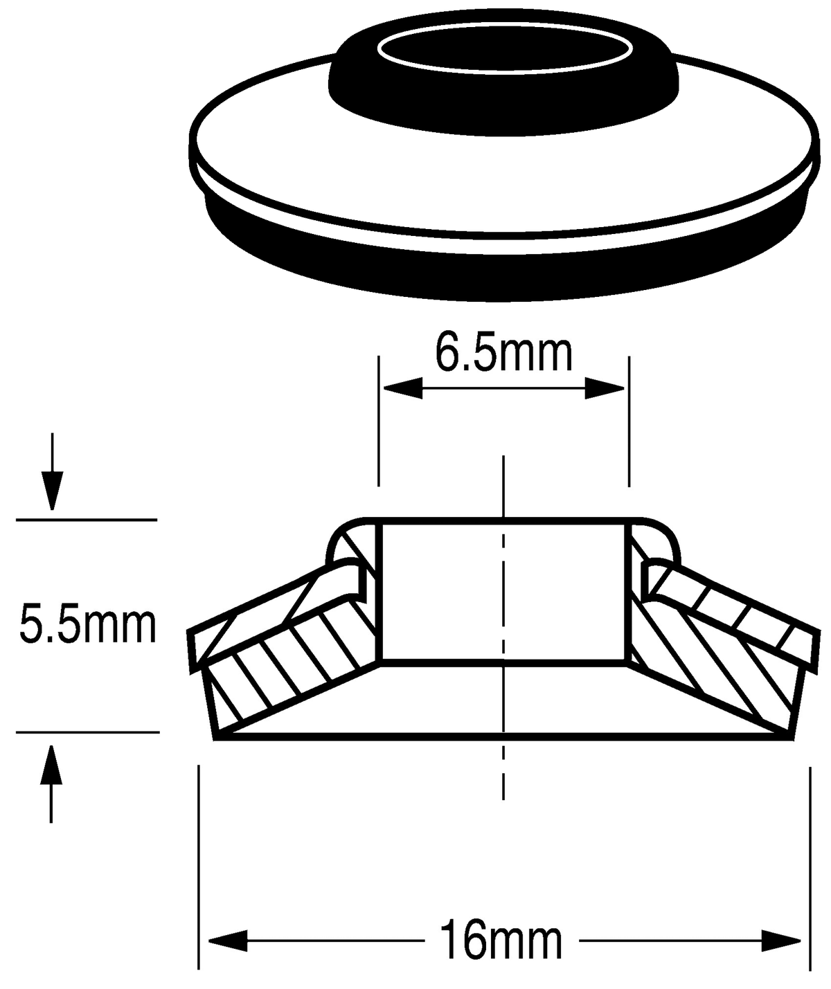 14G Embossed Double Seal Washer Galvanised Black 16mm OD | W14EGB16