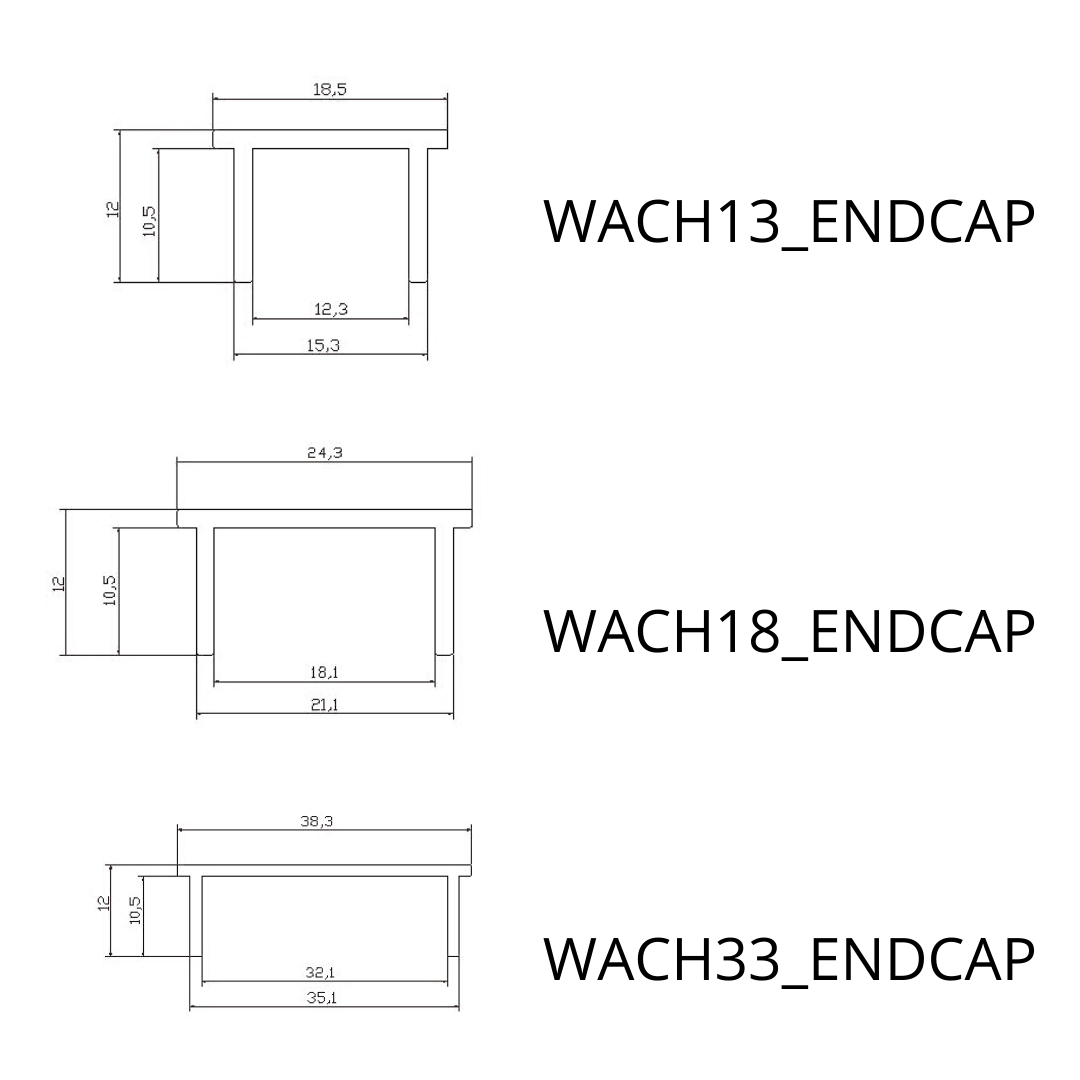 End Cap to suit 13/18/33mm Aluminium Channel