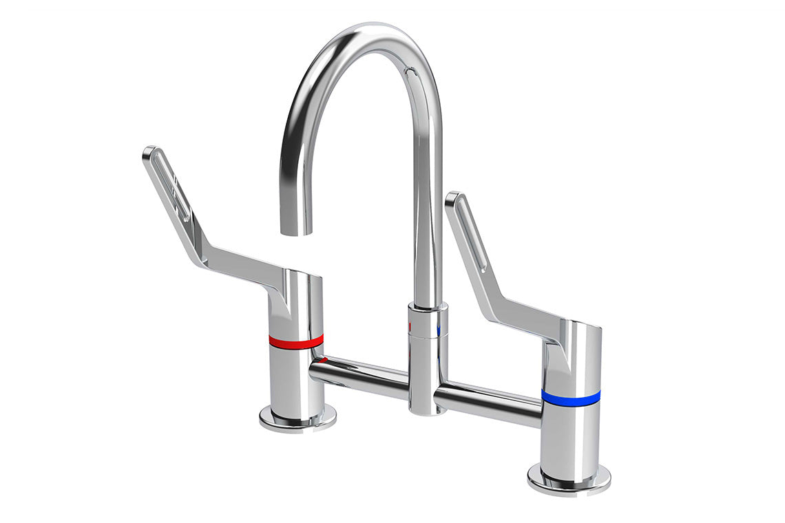 Wellbeing Leva 150mm Type 50 Hob Mounted Mixing Set with Curved Sink Spout