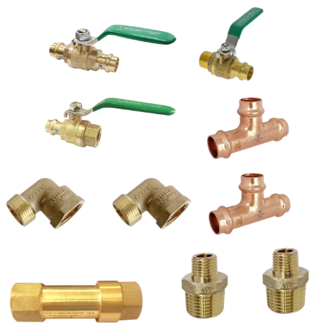 Water Filtration Installation Kit — Lead Free DR Brass & Press Fittings, Whole House Filter Fitoff