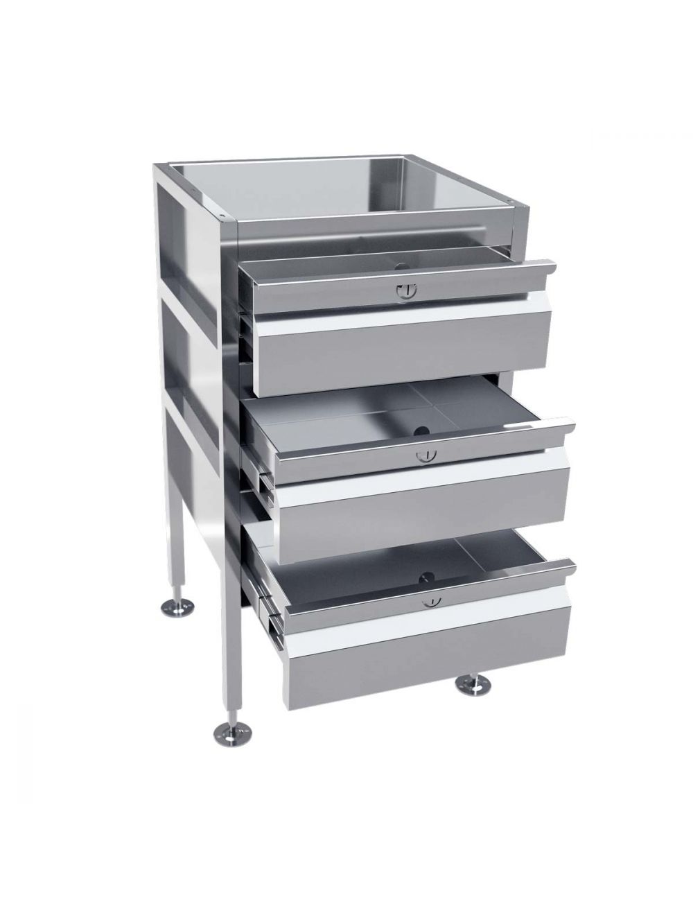 Lockable Freestanding Stainless Steel Drawer Unit (3 drawers)