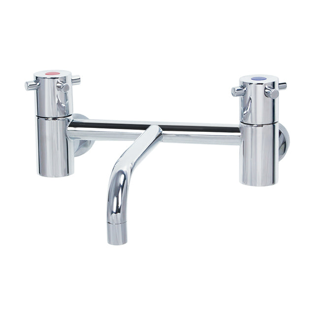 Gentec Lead Free DZR Brass Wall Mounted Capstan Exposed Mixing Set w/ Fixed Parallel Spout