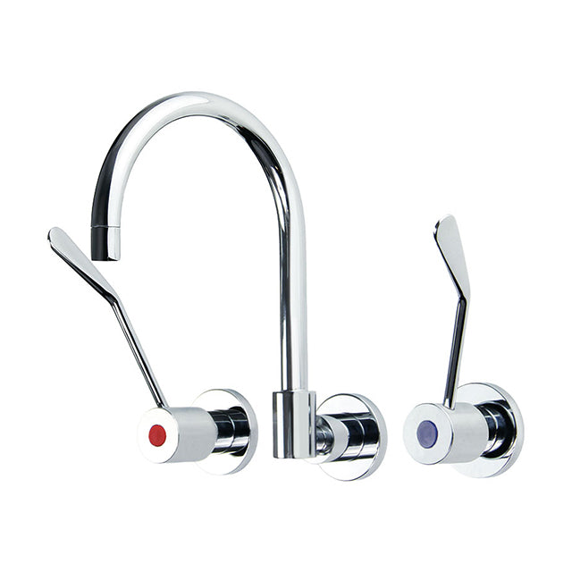 Gentec Lead Free DZR Brass In-Wall 150mm Lever Recess Mixing Set w/ Gooseneck Swivel Spout