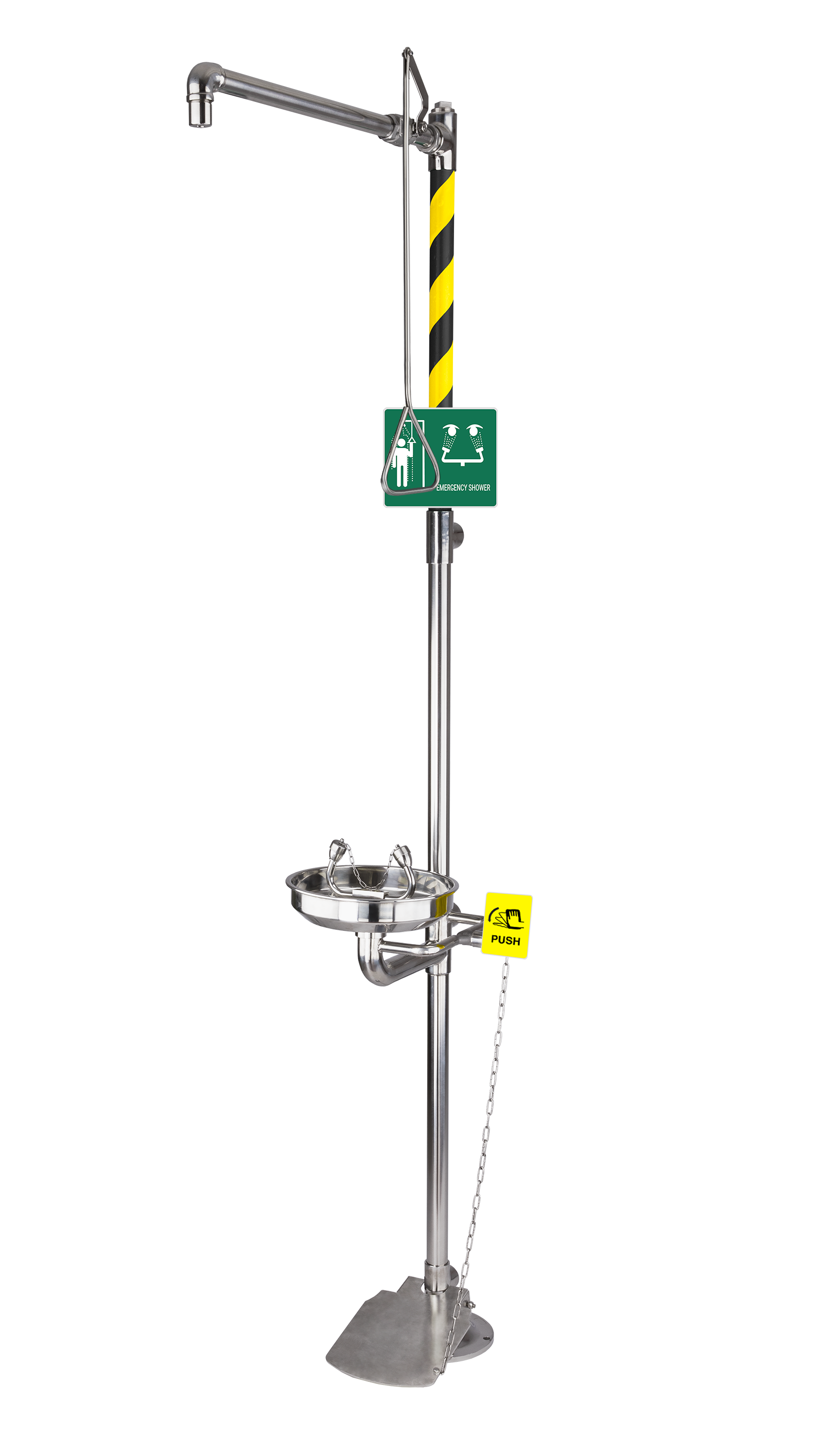 Zero Lead Stainless Steel 304 Floor Mounted Combination Safety Shower/Eye wash w/ Foot Pedal