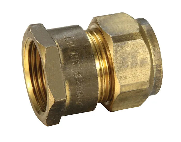 Copper Olive Compression Female Union - Brass, C x FI, 15mm & 20mm, Lead Free