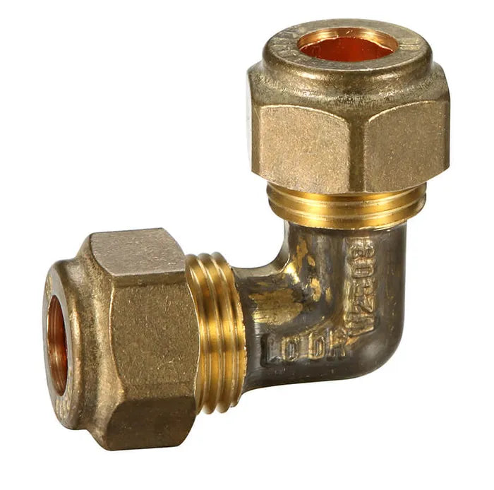 Copper Olive Compression Elbow - Brass, C x C, 15mm & 20mm, Lead Free