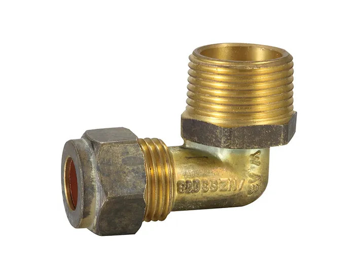 Copper Olive Compression Reducing Male Elbow - Brass, C x MI, 15 x 20mm & 20 x 15mm, Lead Free