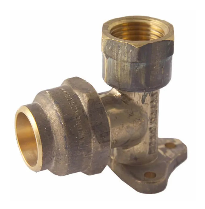 Flared Compression Lugged Reducing Female Elbow #15BP - Brass, 20mm FL x 15mm FI, Lead Free
