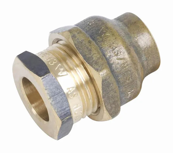 Flared Compression Union - Brass, FL x FL, 15mm to 25mm, Lead Free