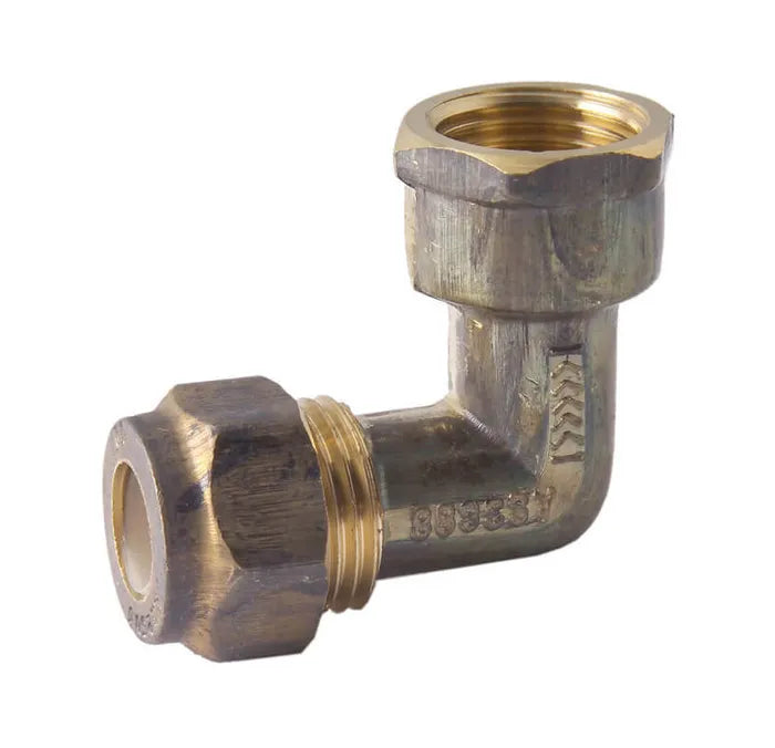 Nylon Olive Compression Female Elbow - Brass, C x FI, 15mm & 20mm, Lead Free