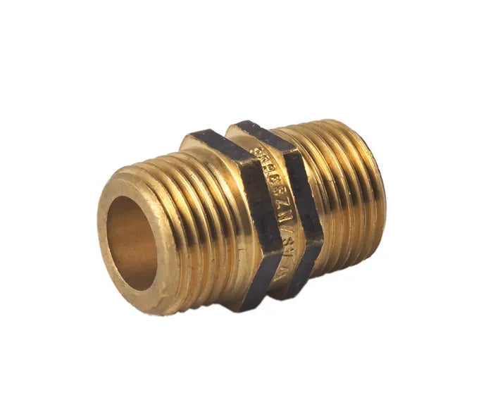 Hexagon Nipple - Brass, MI x MI, 4mm to 100mm, Lead Free