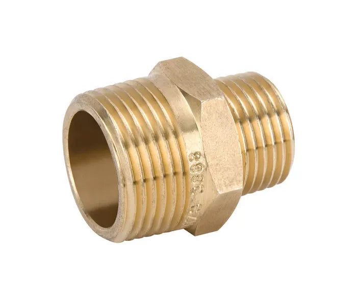 Reducing Hexagon Nipple - Brass, MI x MI, 6mm to 100mm, Lead Free