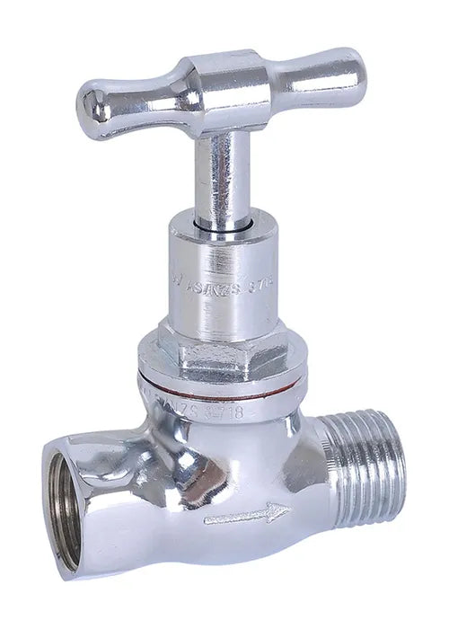 Stop Tap - T-Head, MI x FI, 15mm & 20mm, Rough Brass & Chrome Plated, Lead Free