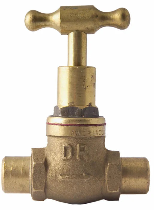 Stop Tap - Capillary x Capillary, T-Head, 15mm & 20mm, Rough Brass, Lead Free