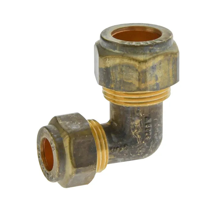 Copper Olive Compression Reducing Elbow - Brass, 20mm C x 15mm C, Lead Free